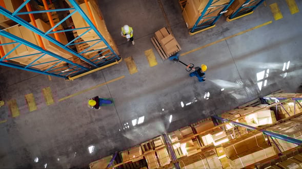 top-down people working